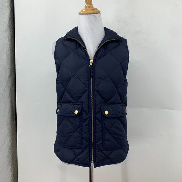 J Crew Excursion Quilted Down Vest Womens XXS 2XS Pockets Full Zip Curved Hem - Picture 2 of 16